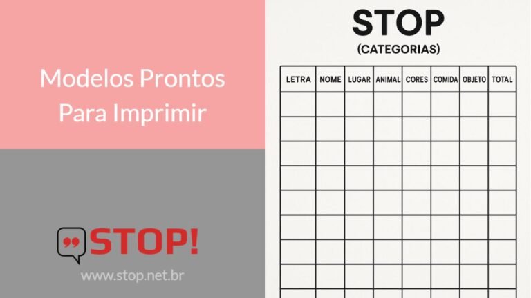 Jogo Stop para Imprimir: Modelos Prontos - Jogo Stop!